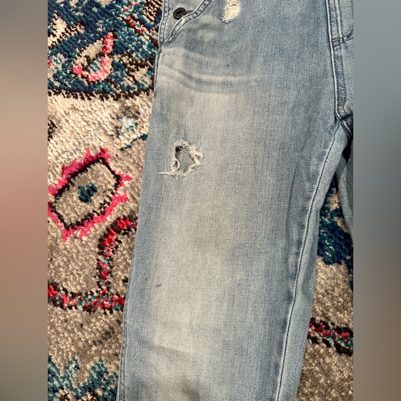 AG ADRIANO GOLDSCHMIED DESTROYED Distressed Blue Denim Overalls - Picture 4 of 7